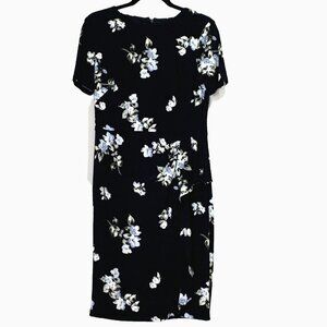 Lauren Ralph Lauren Women's Floral Ruched Stretch Sheath Dress Size 8 Black EUC